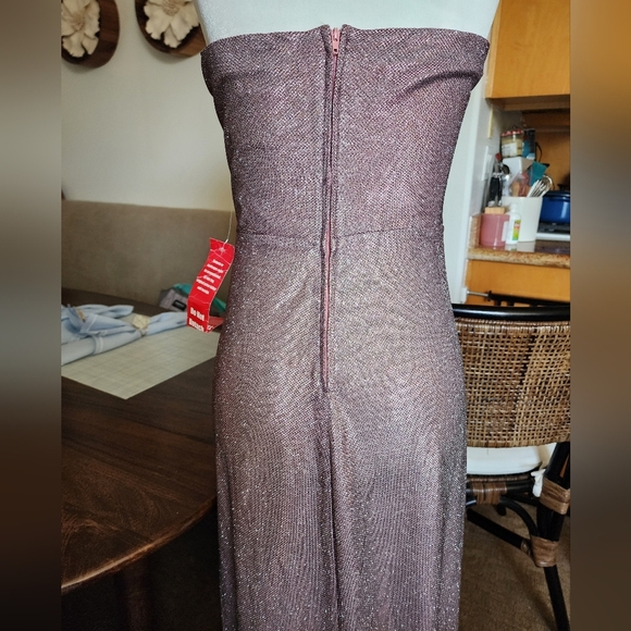 NWT Pink Metallic Sweetheart Strapless Dress Size 3/4 Spring Dress - Picture 3 of 7